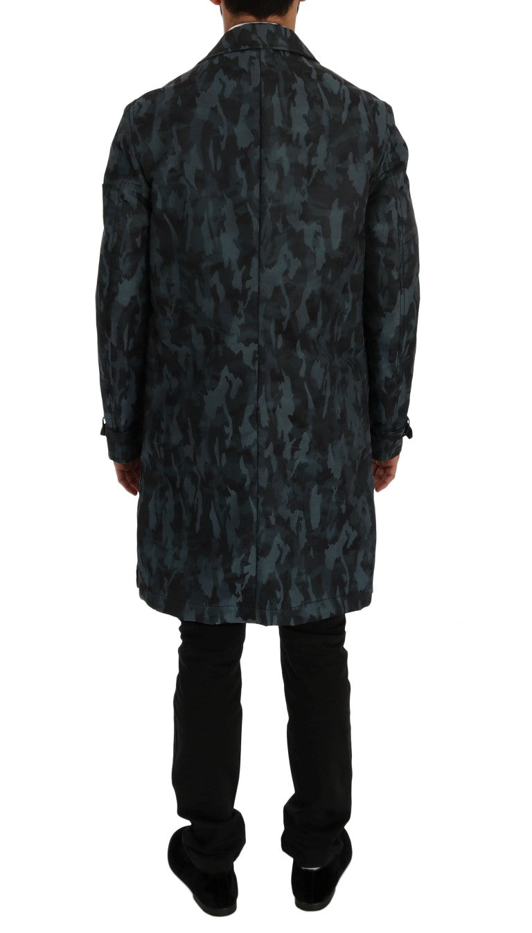 Dolce &amp; Gabbana Blauer Camouflage-Trench Trenchcoat