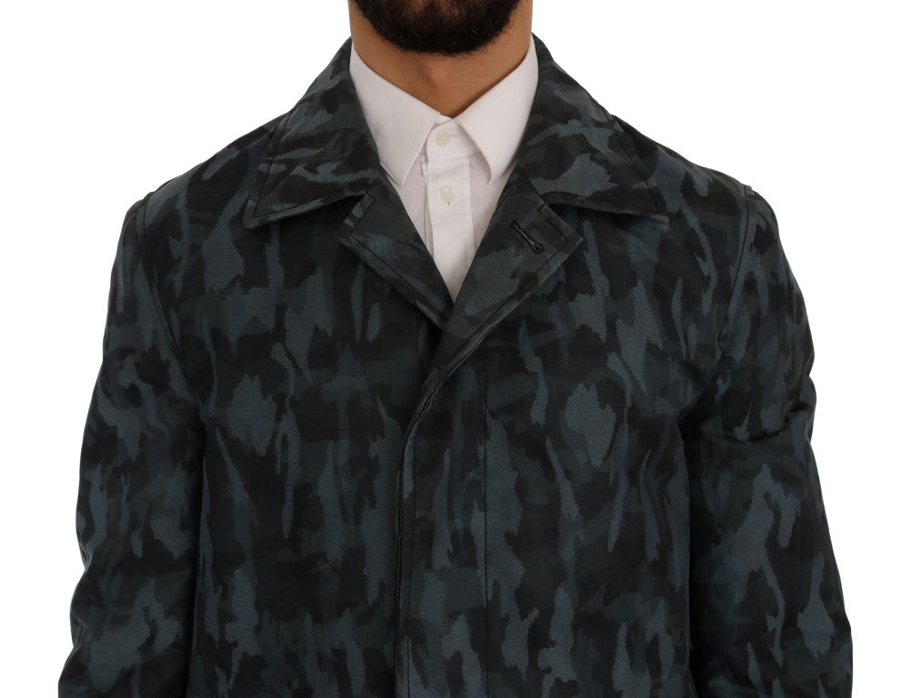 Dolce &amp; Gabbana Blue Camouflage Trench Trench