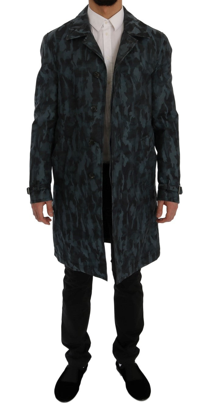 Dolce &amp; Gabbana Blauer Camouflage-Trench Trenchcoat