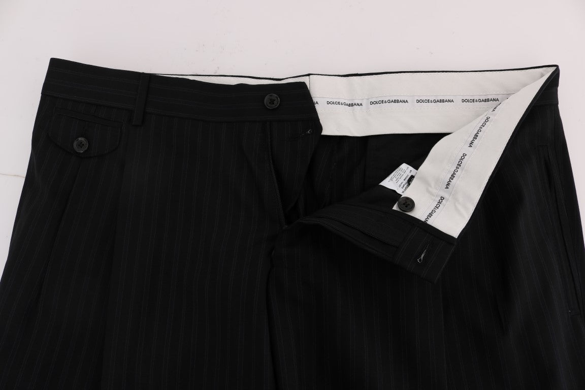 Dolce &amp; Gabbana Blue Striped Wool Stretch Pants