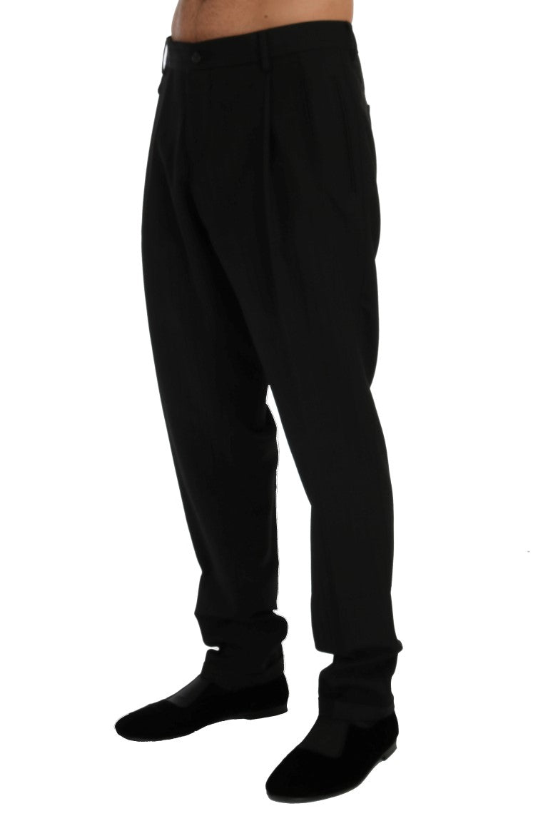 Dolce &amp; Gabbana Black Striped Wool Stretch Pants