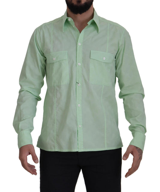 Dolce &amp; Gabbana Mintgrünes langärmliges Button-Down-Hemd