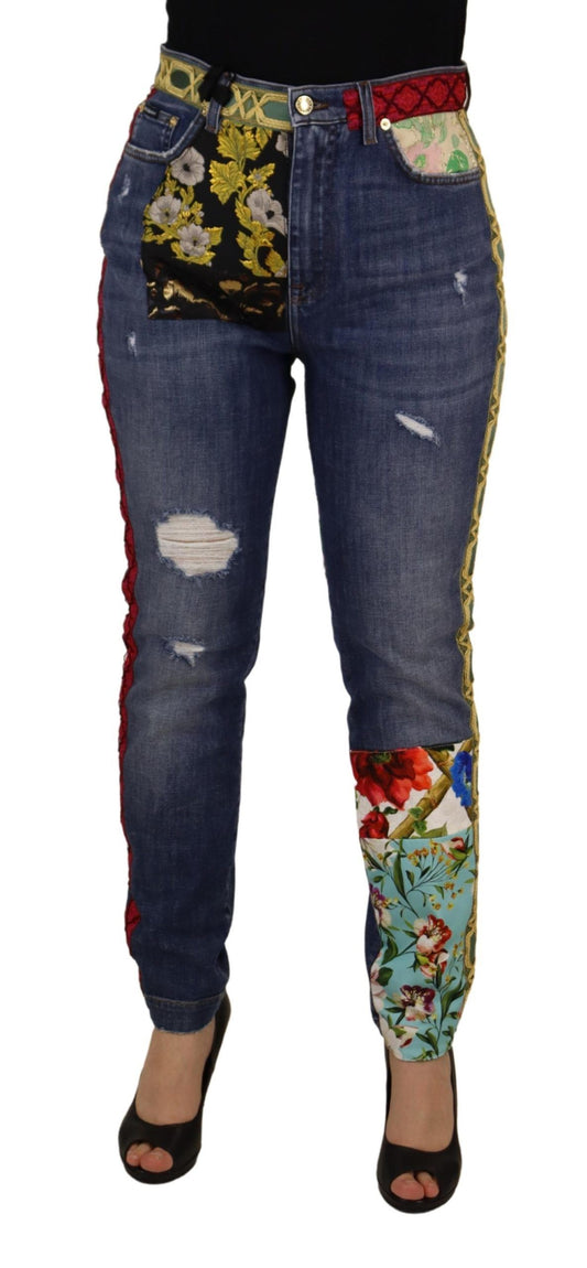 Dolce &amp; Gabbana Blue Patchwork High Waist Denim Jeans