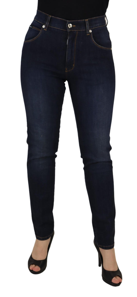 Dolce &amp; Gabbana Blue Cotton High Waist Skinny Denim Jeans