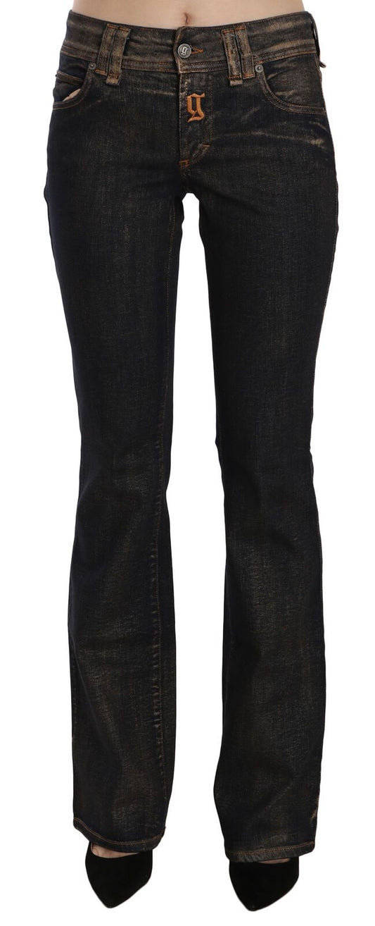 John Galliano Chic Flared Mid Waist Black Denim