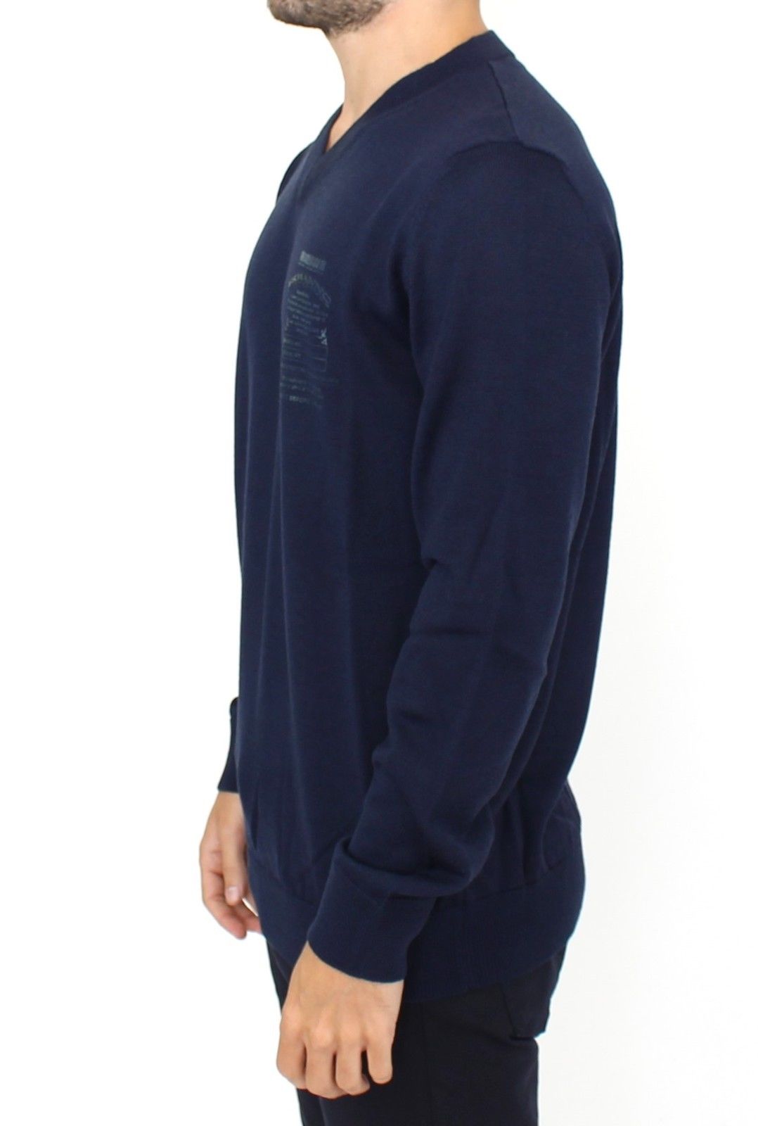 Blauer Pullover aus Wollmischung mit V-Ausschnitt von Ermanno Scervino