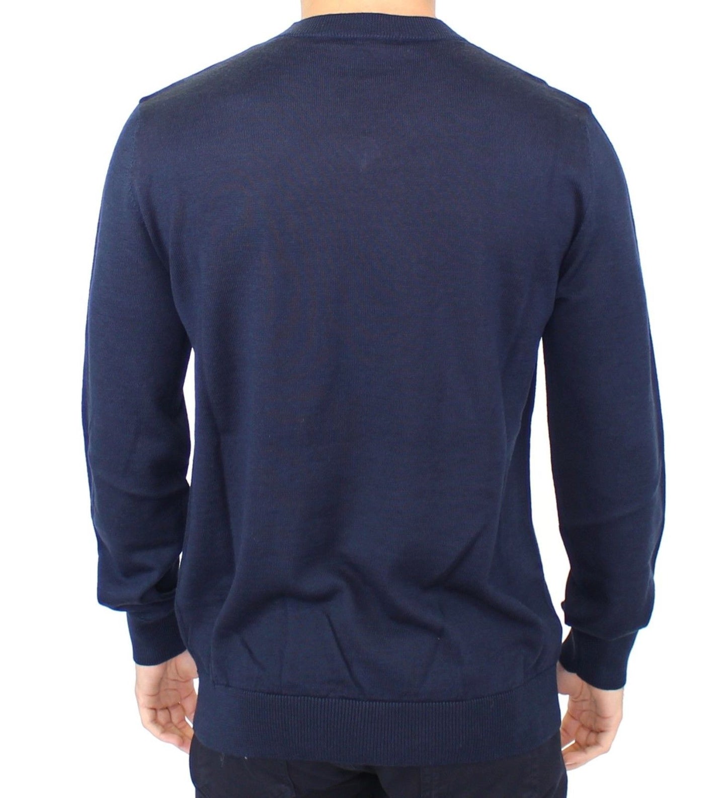 Blauer Pullover aus Wollmischung mit V-Ausschnitt von Ermanno Scervino