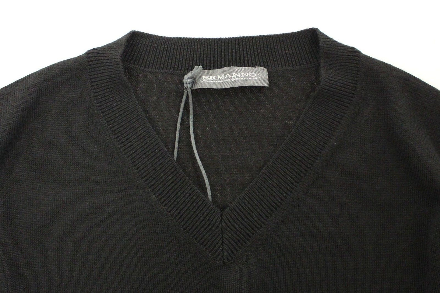 Ermanno Scervino Elegant Black V-Neck Wool Blend Sweater