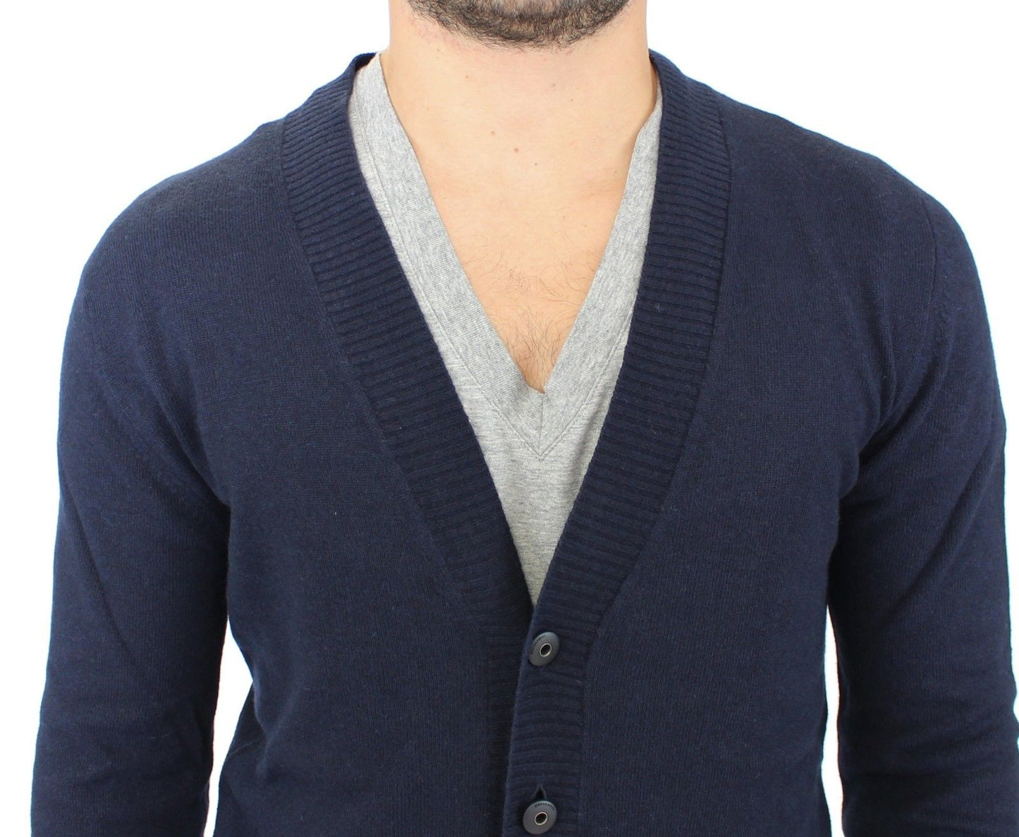 Ermanno Scervino Blauer Woll-Kaschmir-Cardigan-Pullover