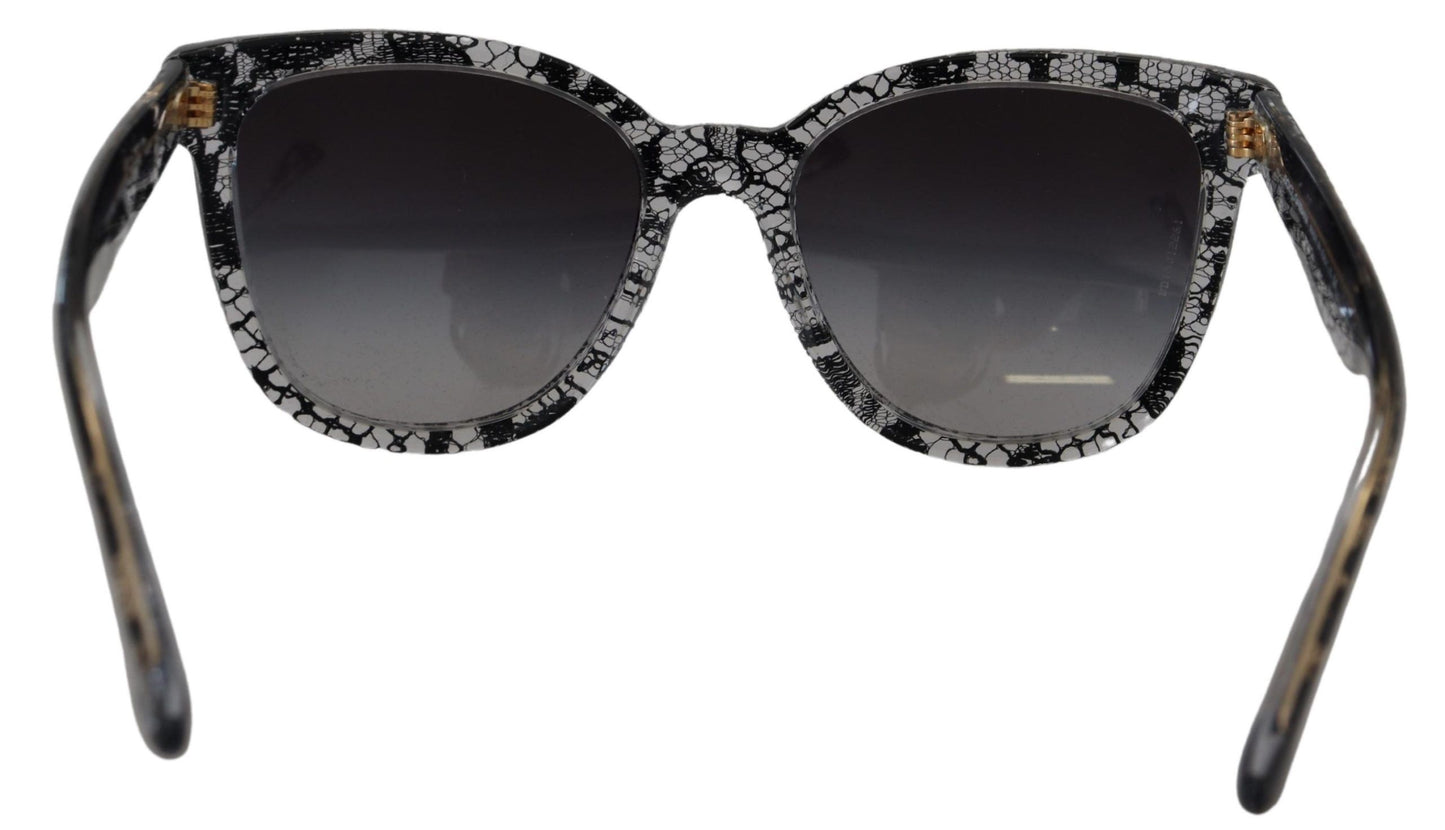 Dolce &amp; Gabbana DG4190 Sonnenbrille mit schwarzem Spitzen- und weißem Acetatrahmen