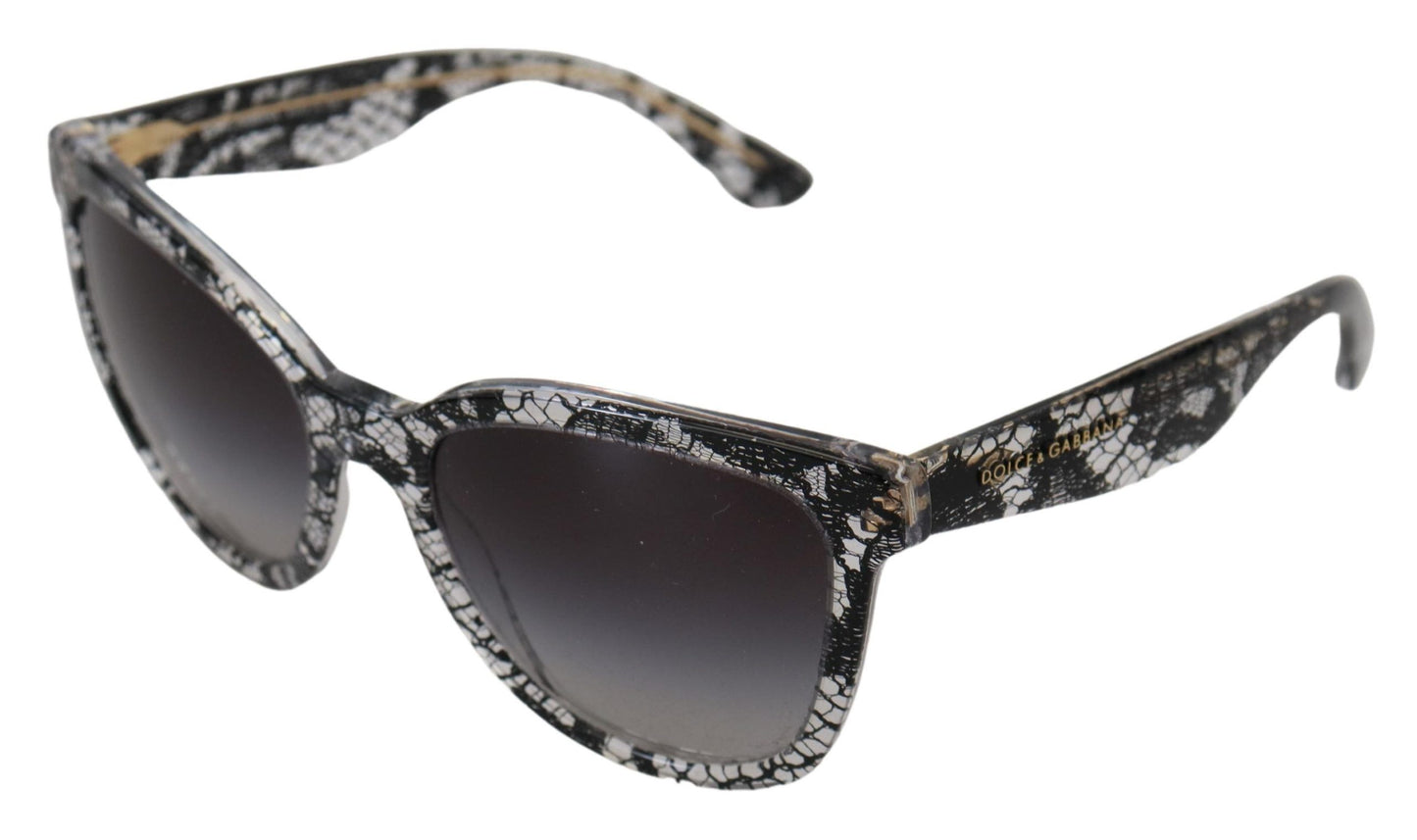 Dolce &amp; Gabbana DG4190 Sonnenbrille mit schwarzem Spitzen- und weißem Acetatrahmen