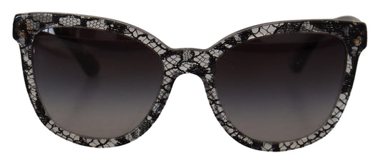 Dolce &amp; Gabbana DG4190 Sonnenbrille mit schwarzem Spitzen- und weißem Acetatrahmen