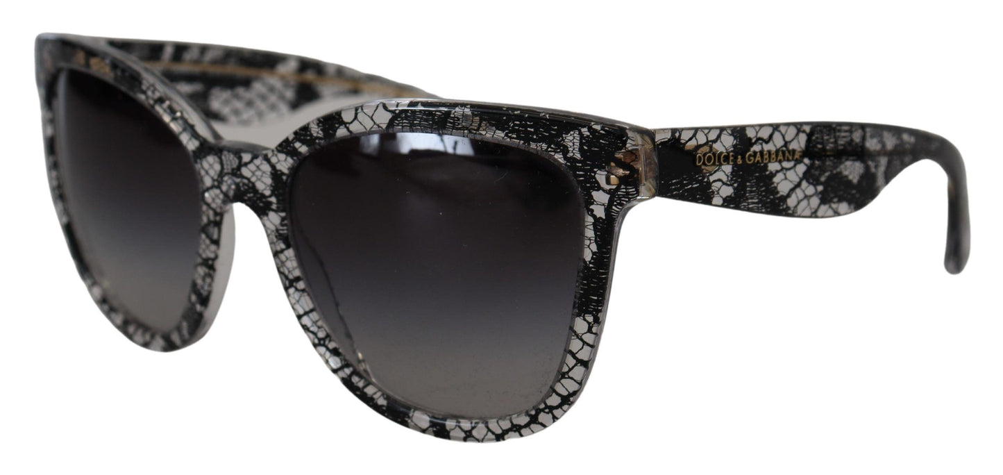 Dolce &amp; Gabbana DG4190 Sonnenbrille mit schwarzem Spitzen- und weißem Acetatrahmen