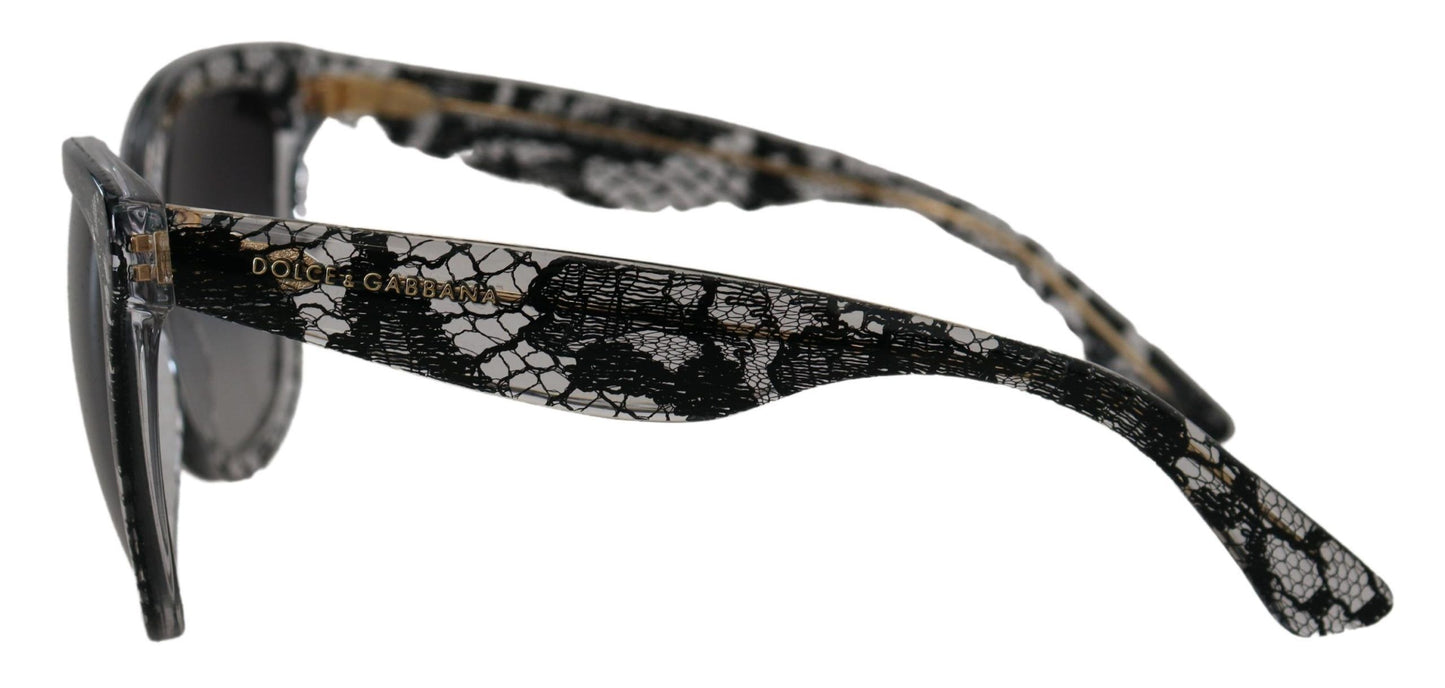 Dolce &amp; Gabbana DG4190 Sonnenbrille mit schwarzem Spitzen- und weißem Acetatrahmen