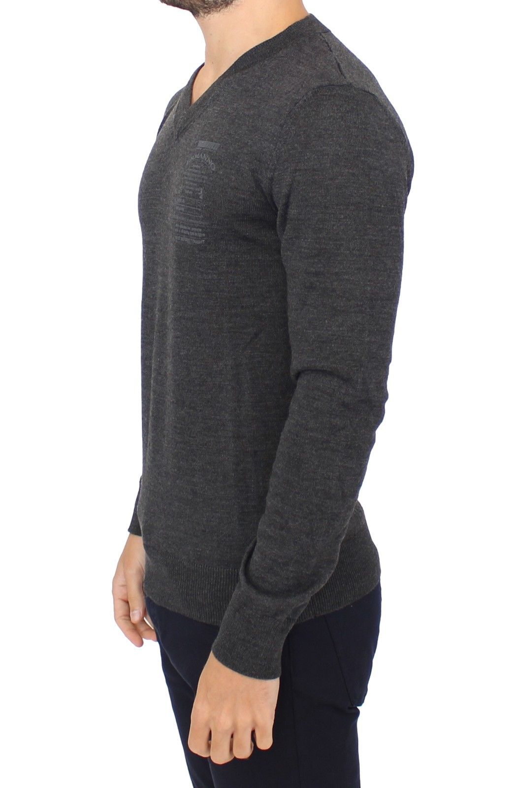 Grauer Pullover aus Wollmischung mit V-Ausschnitt von Ermanno Scervino