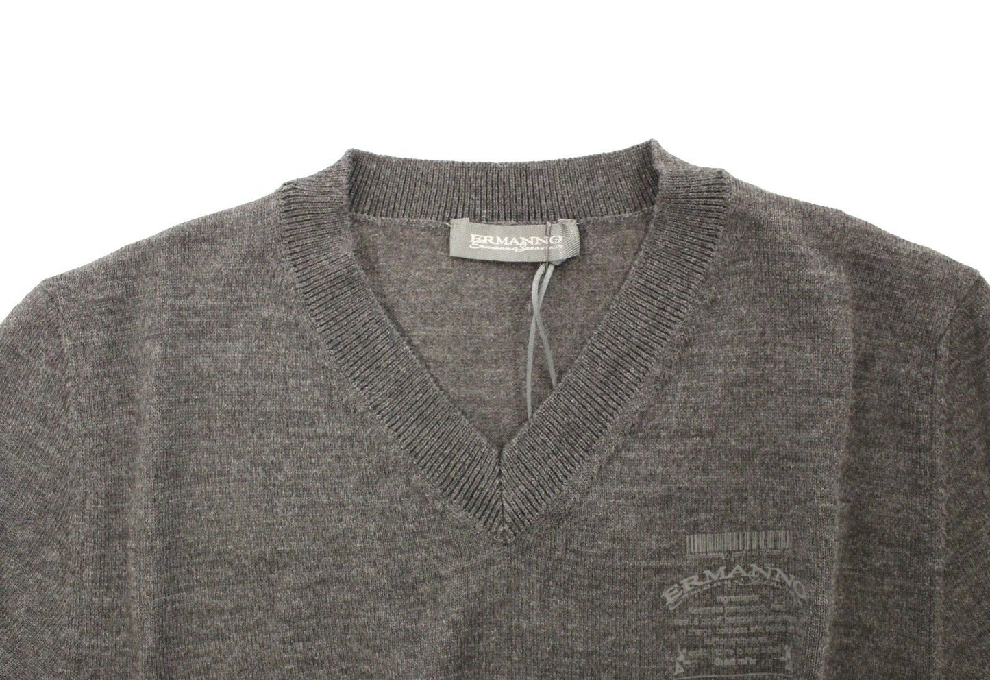 Grauer Pullover aus Wollmischung mit V-Ausschnitt von Ermanno Scervino