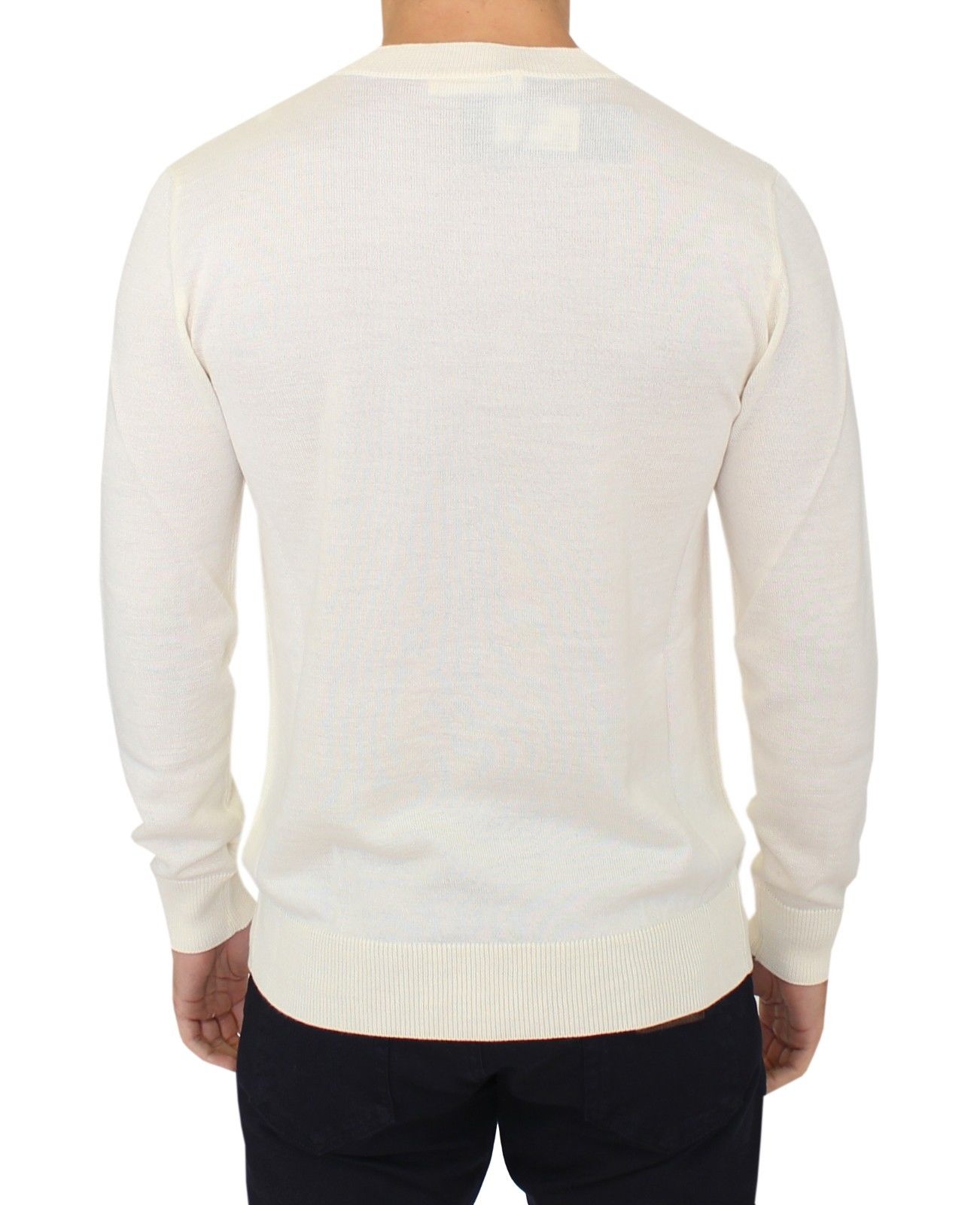 Ermanno Scervino Off-White-Pullover aus Wollmischung mit V-Ausschnitt