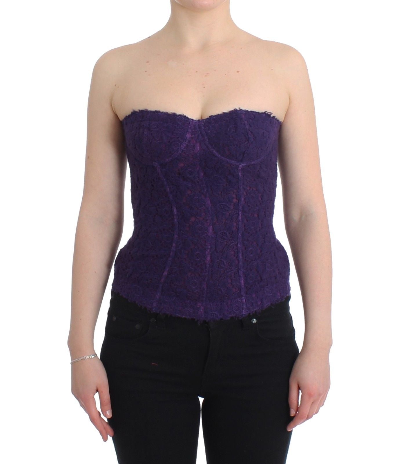 Ermanno Scervino Dessous Lila Korsett Bustier Top Blumenspitze