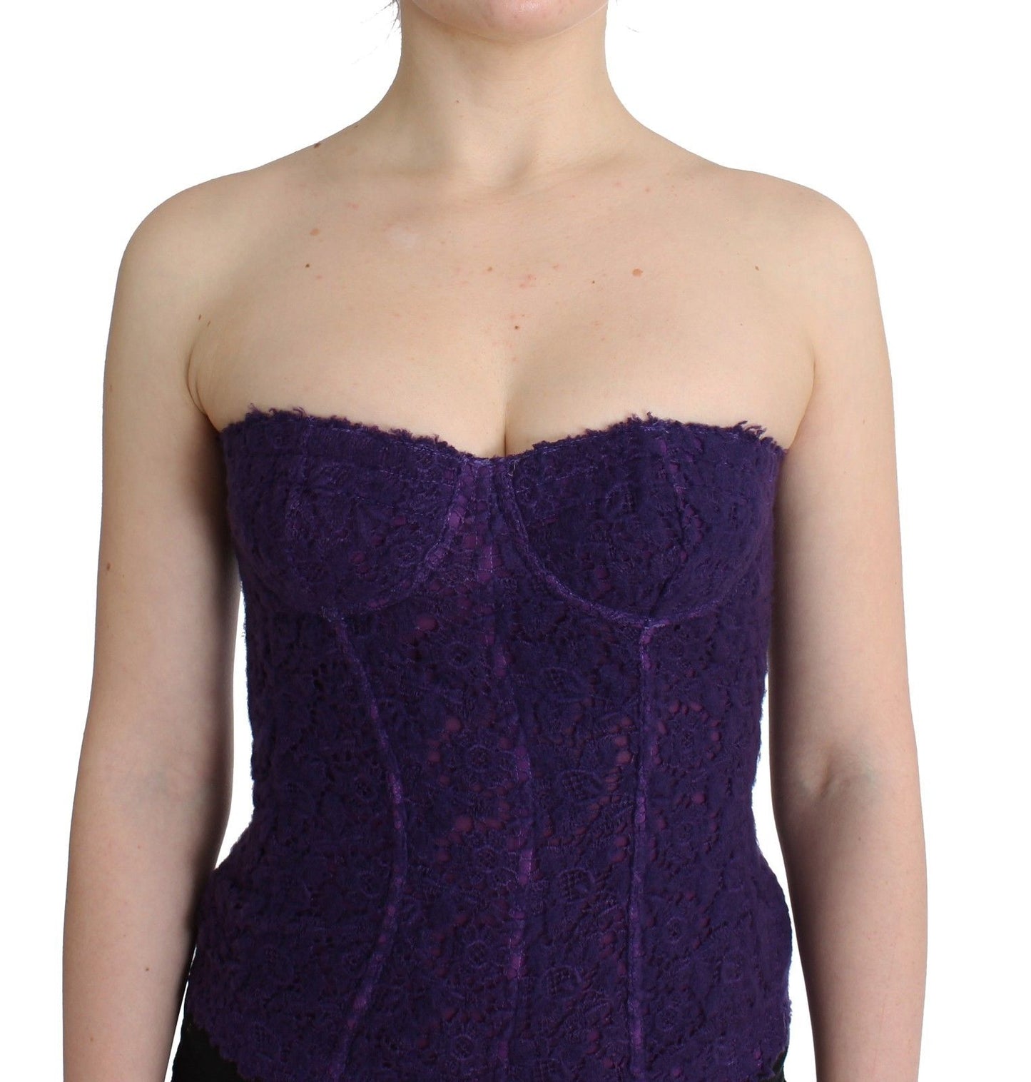 Ermanno Scervino Dessous Lila Korsett Bustier Top Blumenspitze