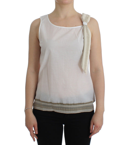 Ermanno Scervino White Top Blouse Tank Shirt na walang manggas