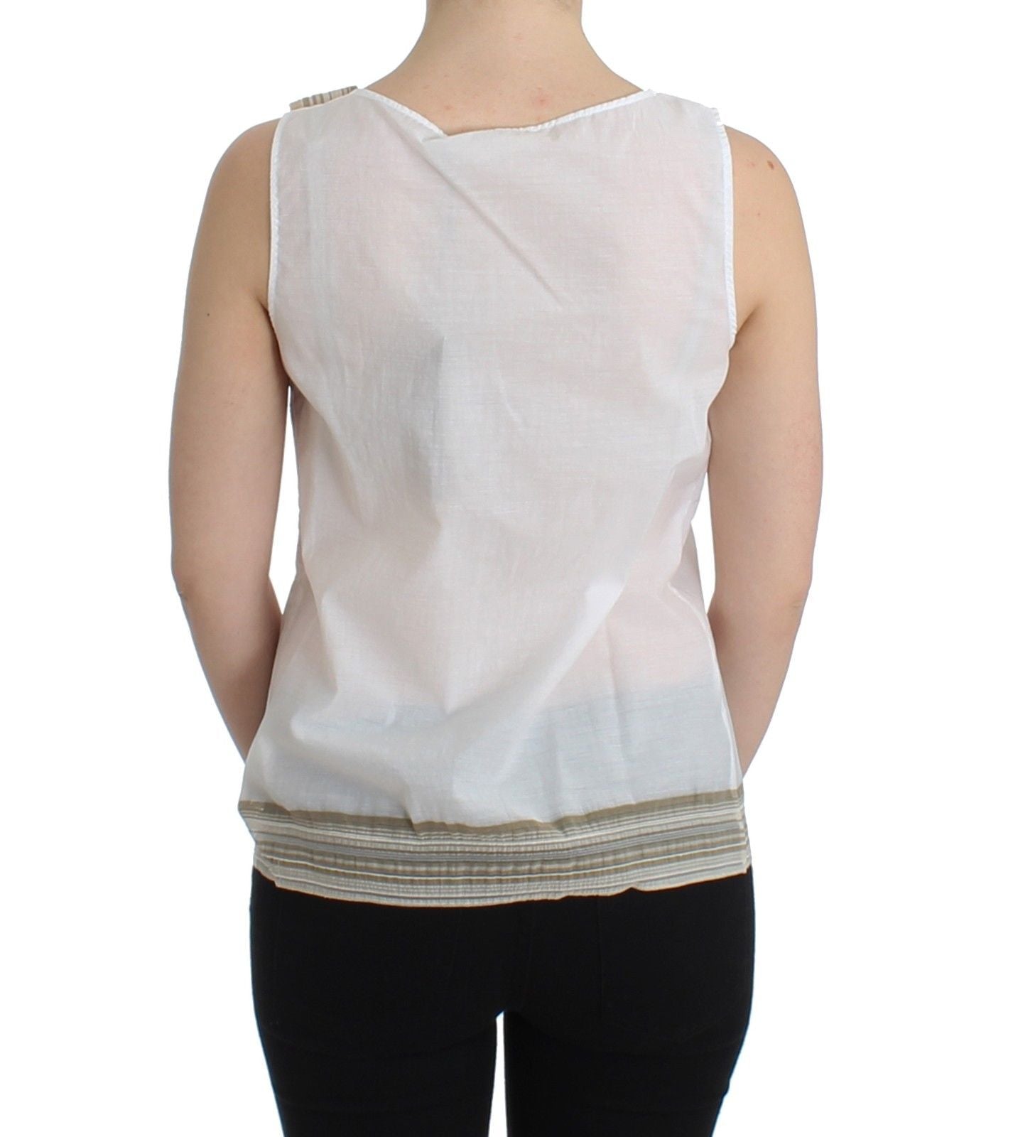 Ermanno Scervino White Top Blouse Tank Shirt na walang manggas