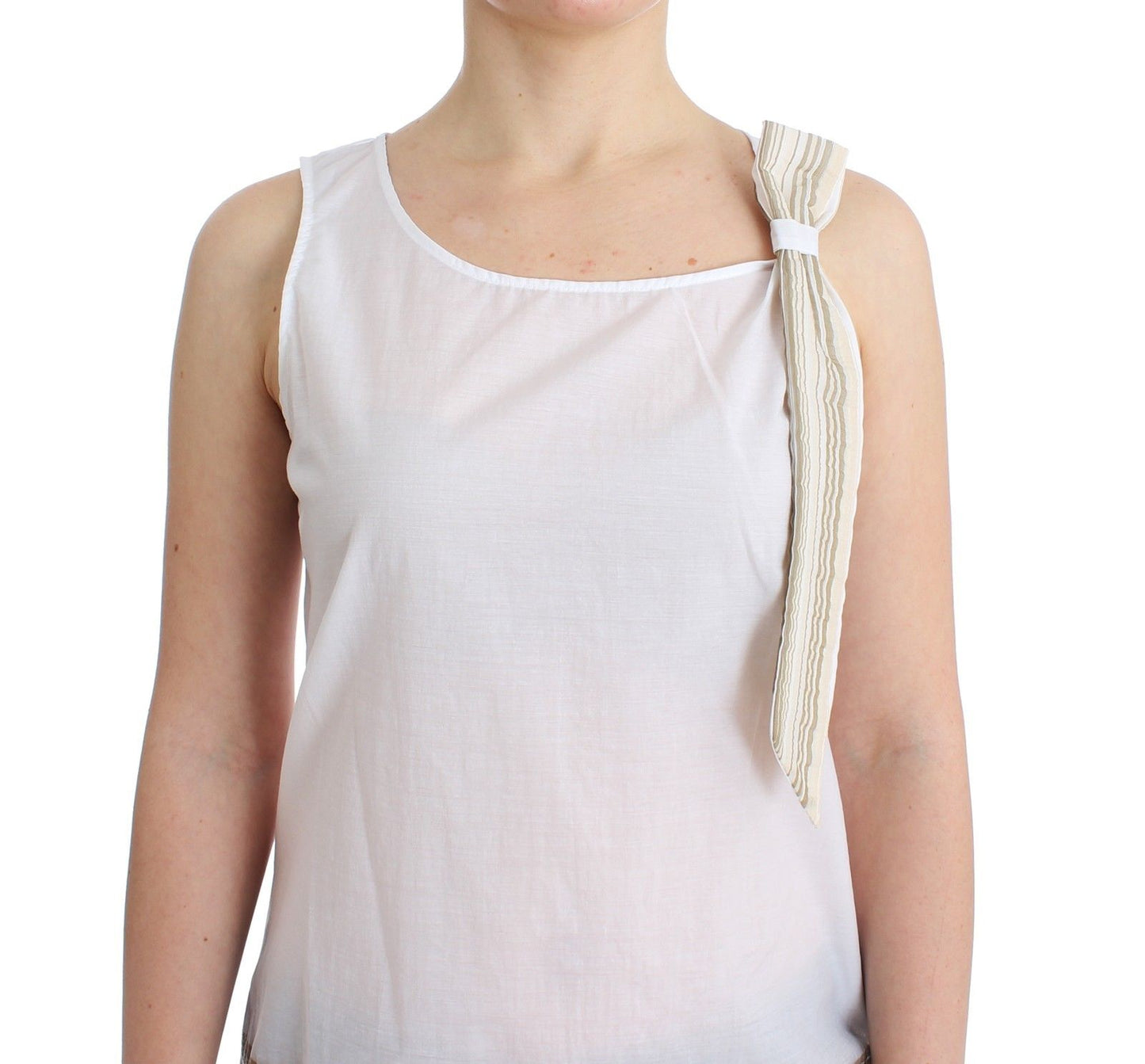 Ermanno Scervino White Top Blouse Tank Shirt na walang manggas