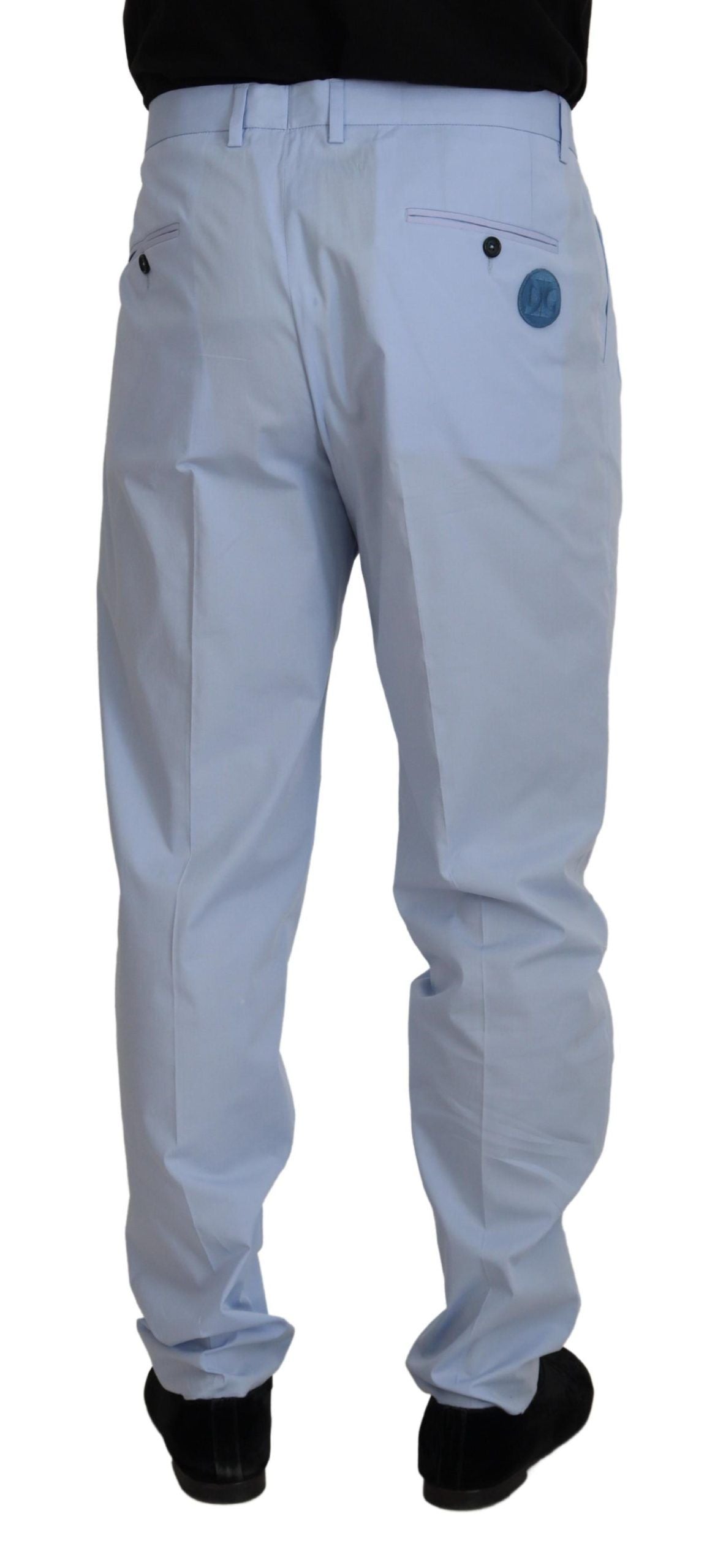 Dolce &amp; Gabbana Blue Cotton Stretch Trousers Chinos Pants