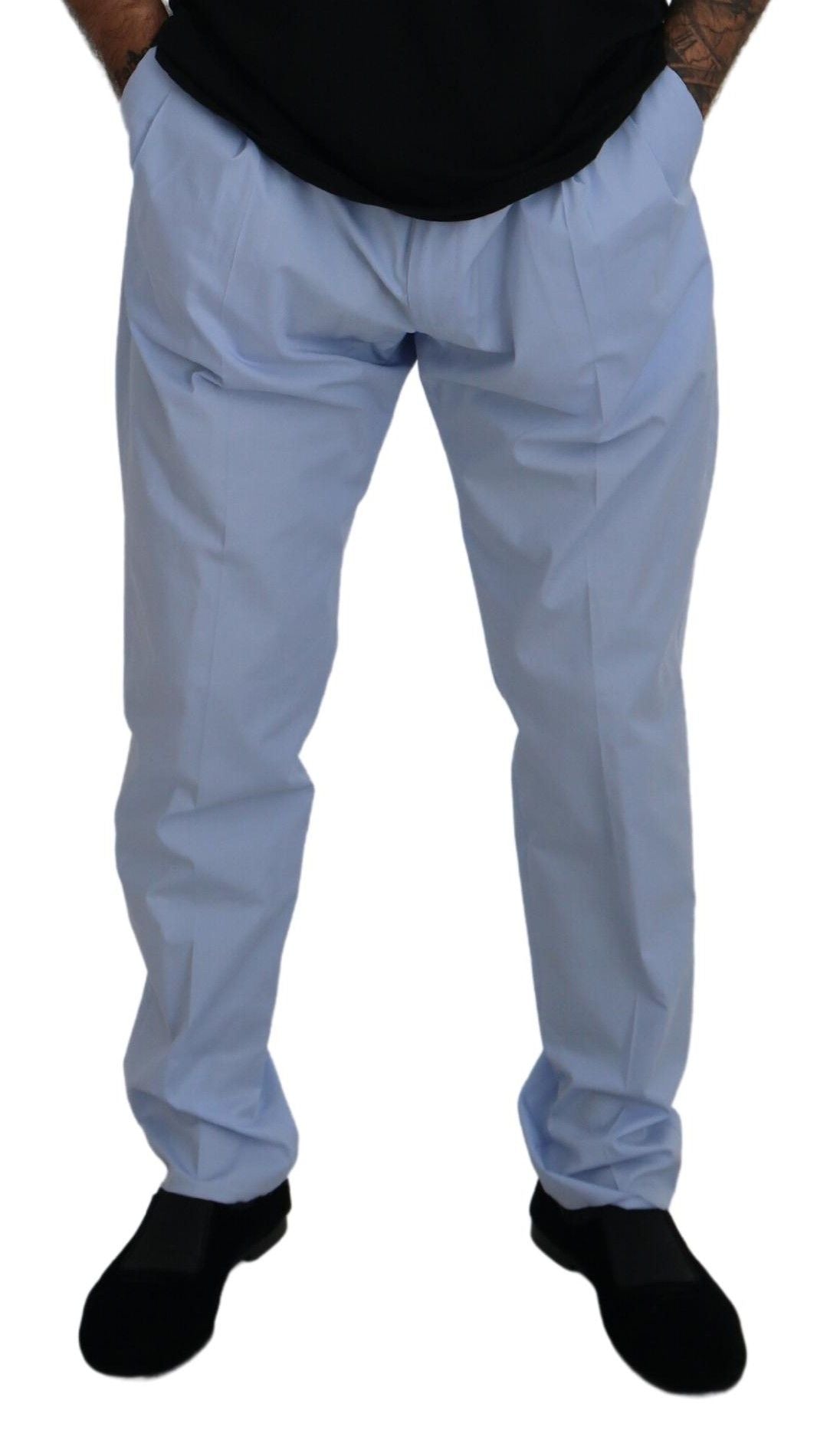 Dolce &amp; Gabbana Blue Cotton Stretch Trousers Chinos Pants