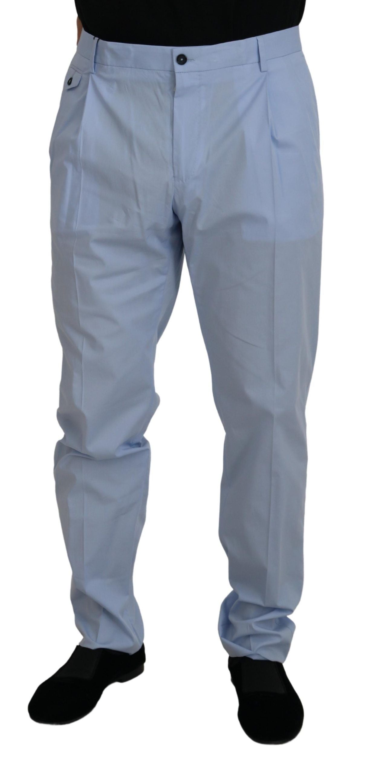 Dolce &amp; Gabbana Blue Cotton Stretch Trousers Chinos Pants