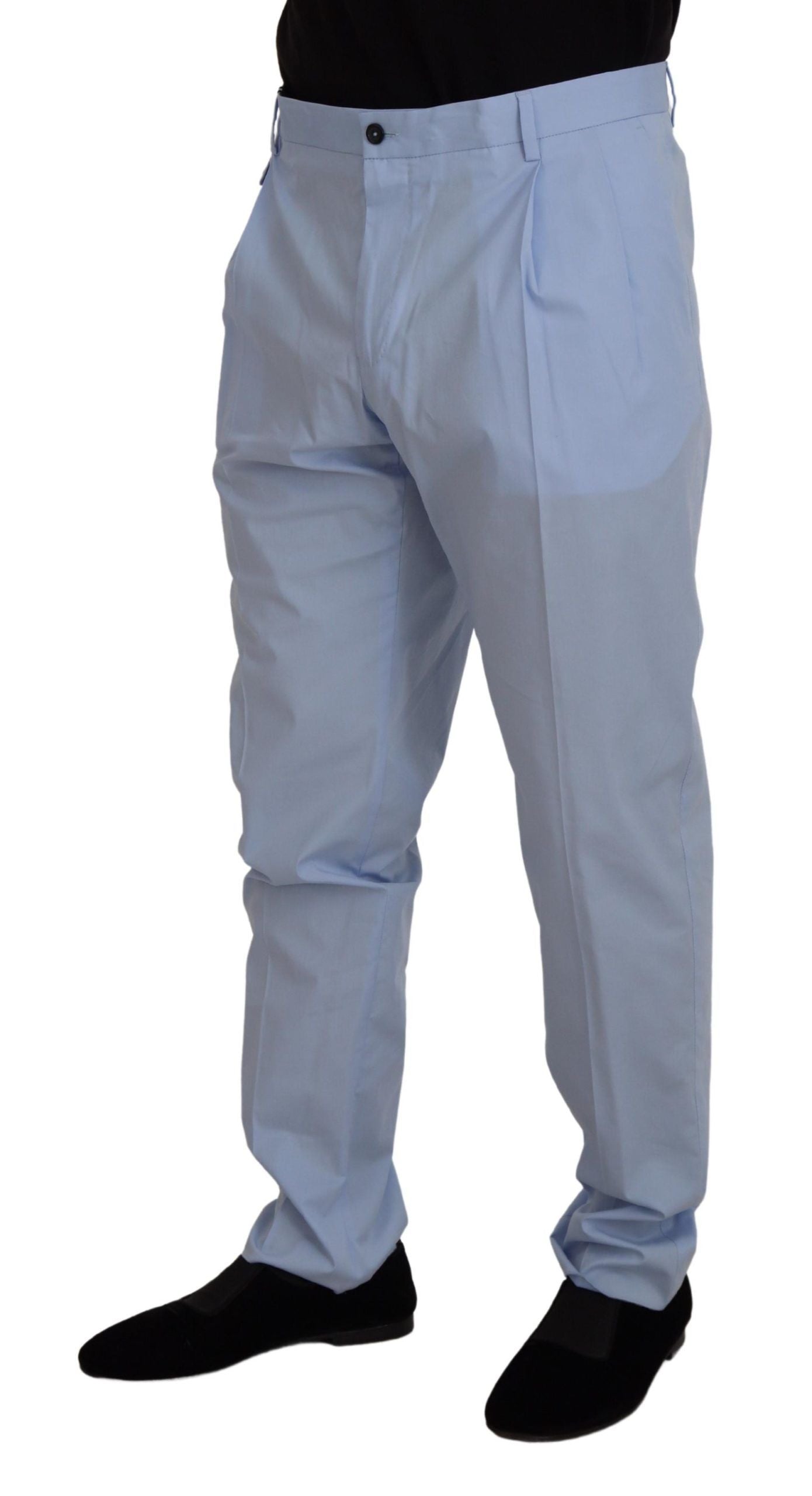 Dolce &amp; Gabbana Blue Cotton Stretch Trousers Chinos Pants