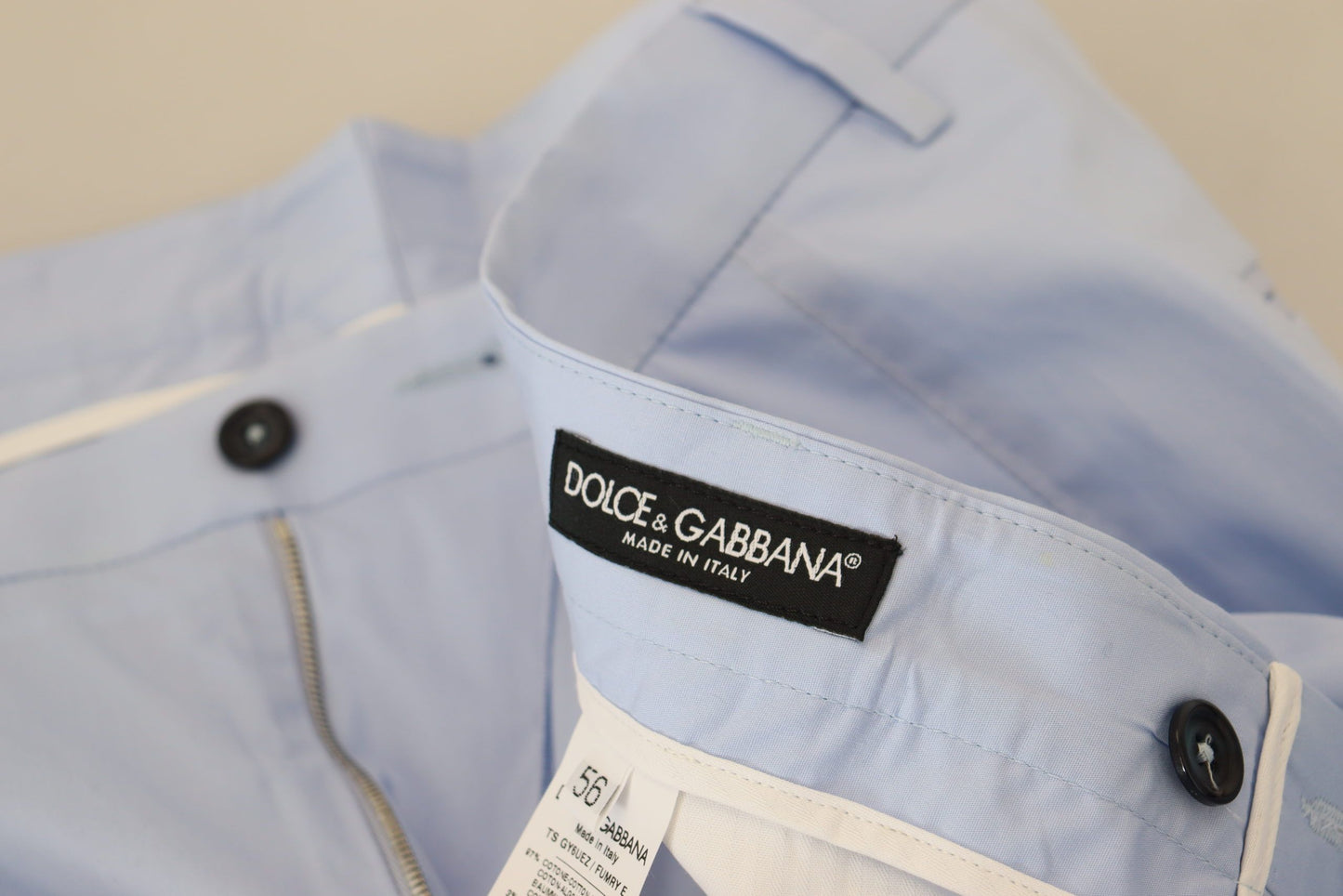 Dolce &amp; Gabbana Blue Cotton Stretch Trousers Chinos Pants