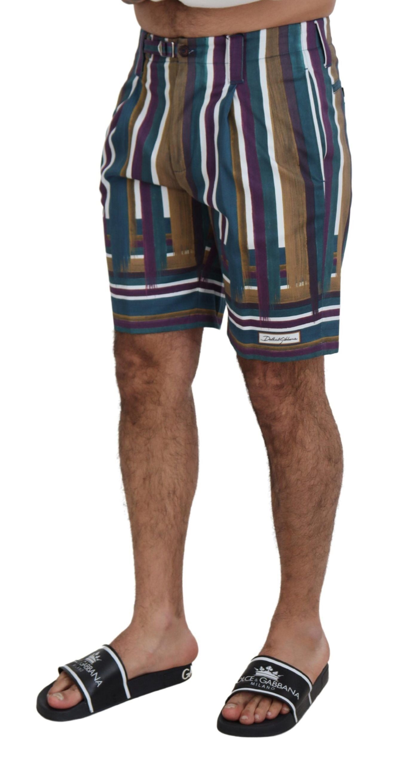 Mehrfarbig gestreifte Stretch-Baumwollshorts von Dolce &amp; Gabbana