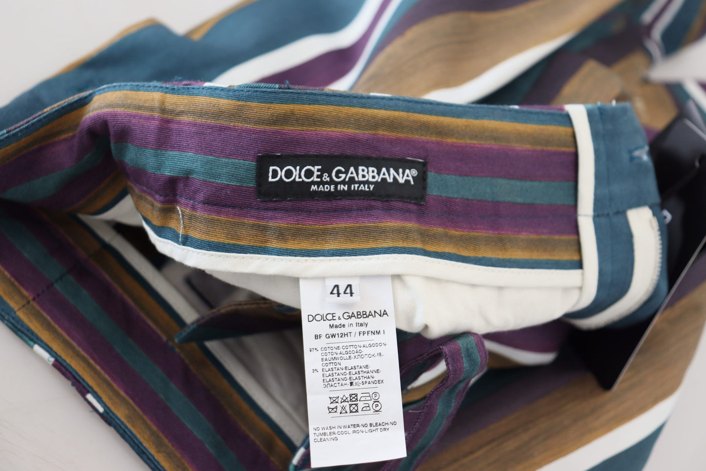 Mehrfarbig gestreifte Stretch-Baumwollshorts von Dolce &amp; Gabbana