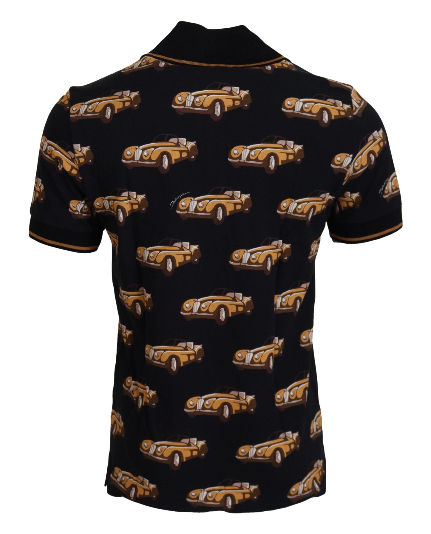 Dolce &amp; Gabbana Black Car Print Short Sleeve Polo T-shirt