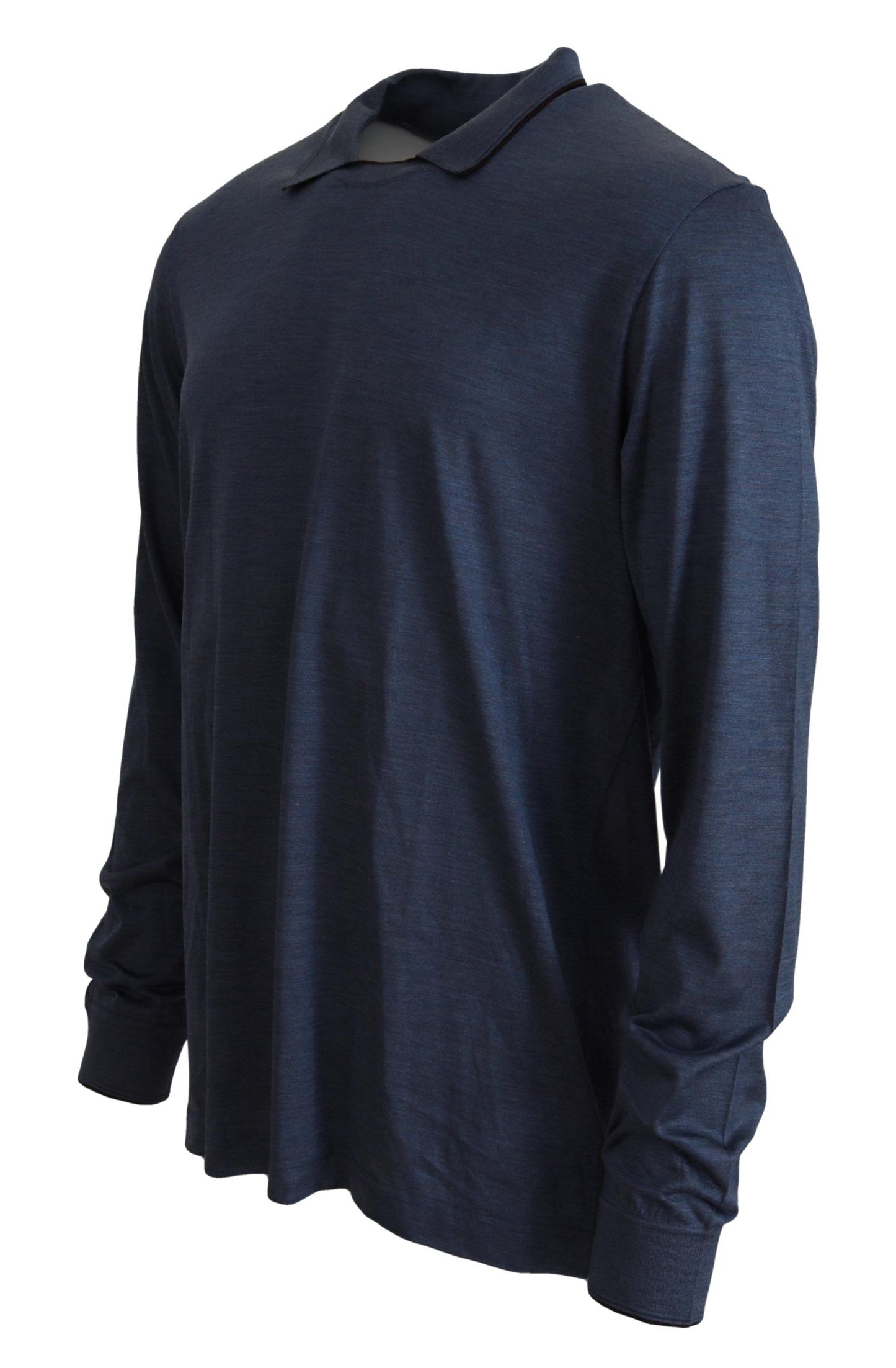 Dolce &amp; Gabbana BLue Seiden-Polo-Langarmpullover