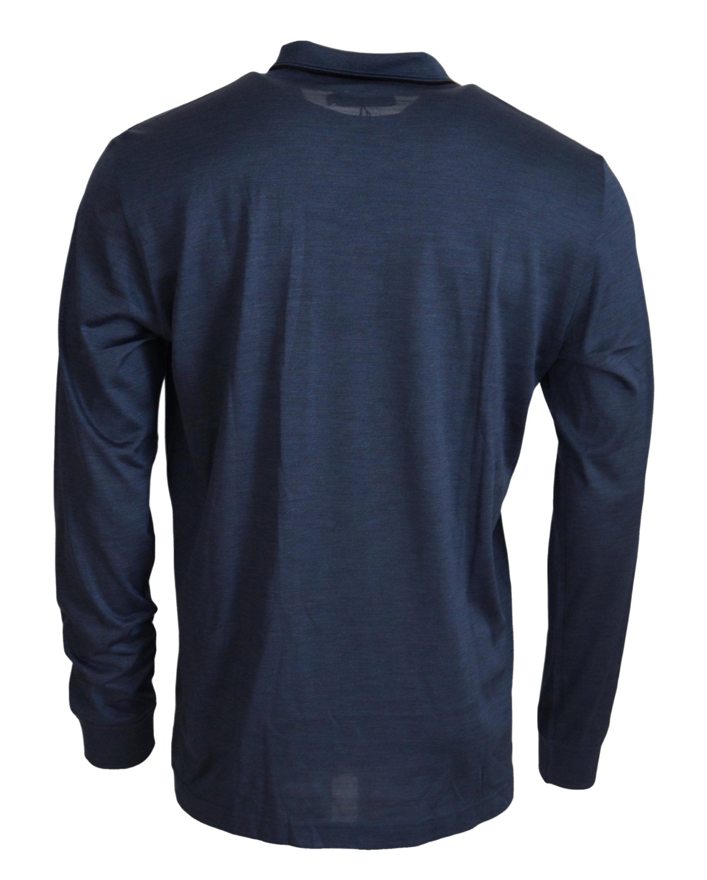 Dolce &amp; Gabbana BLue Seiden-Polo-Langarmpullover