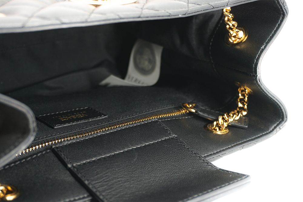 Versace Medusa Tote-Handtasche aus gestepptem Nappaleder in Schwarz