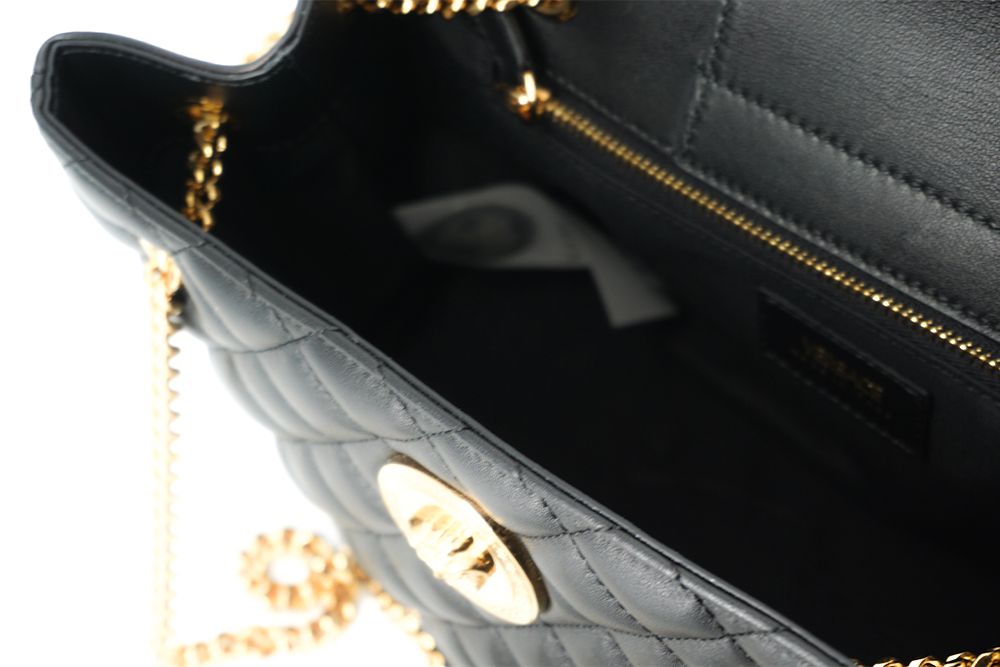 Versace Medusa Tote-Handtasche aus gestepptem Nappaleder in Schwarz