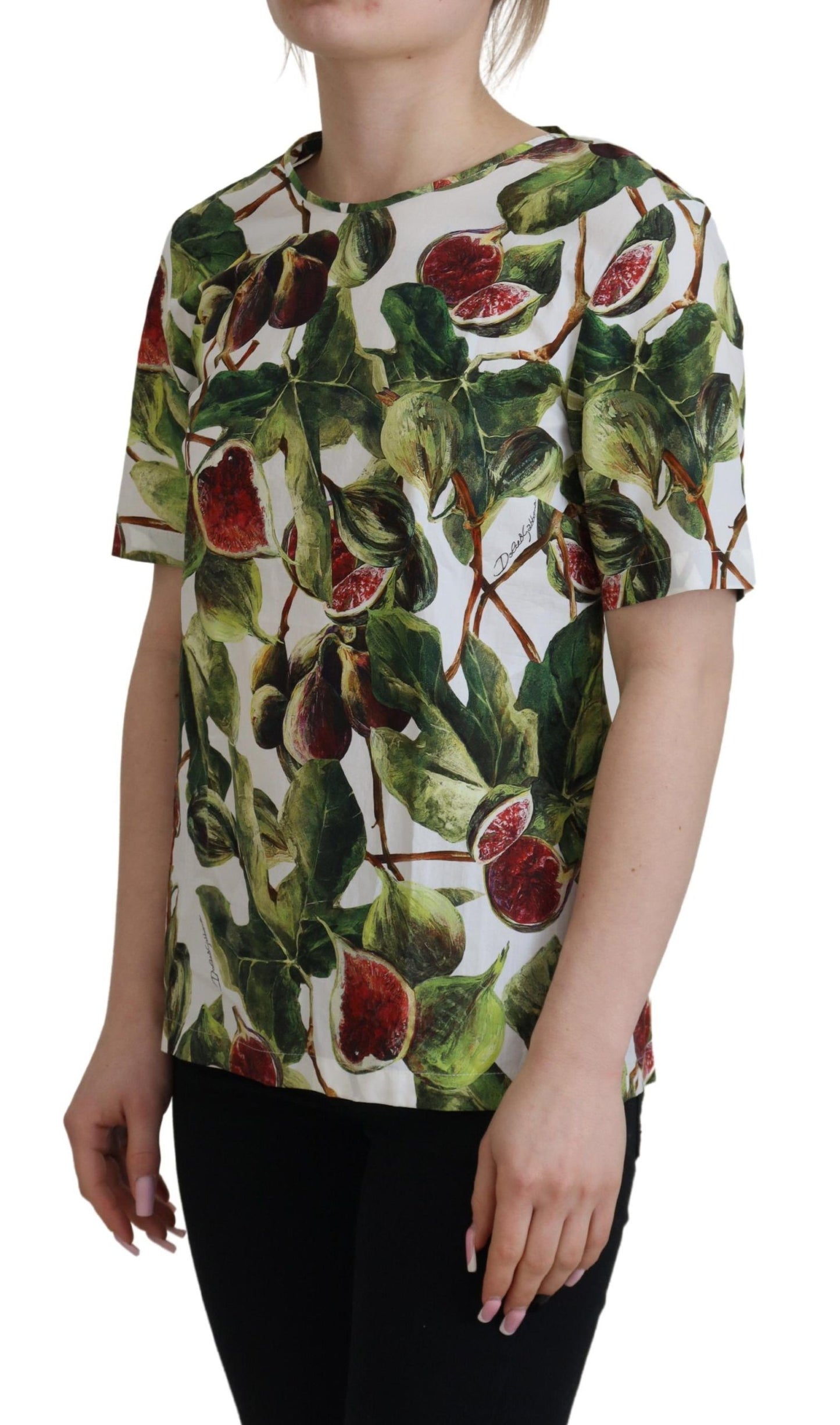 Dolce &amp; Gabbana Crew-neck Cotton Top Blouse Fruit T-shirt