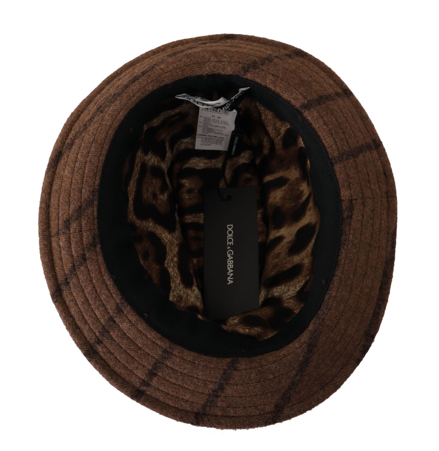 Dolce &amp; Gabbana Brown Fedora Striped Print Summer Hat