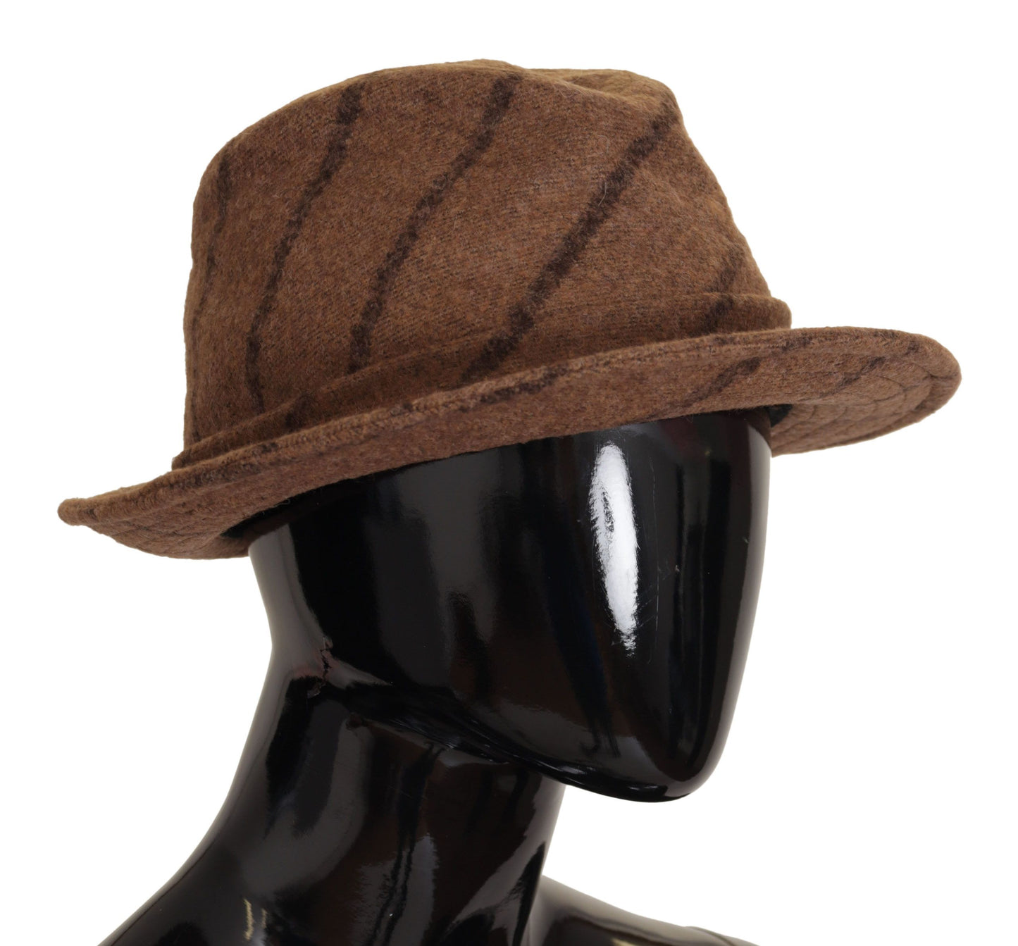 Dolce &amp; Gabbana Brown Fedora Striped Print Summer Hat