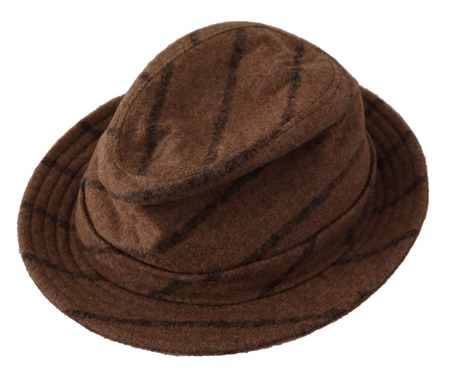 Dolce &amp; Gabbana Brown Fedora Striped Print Summer Hat