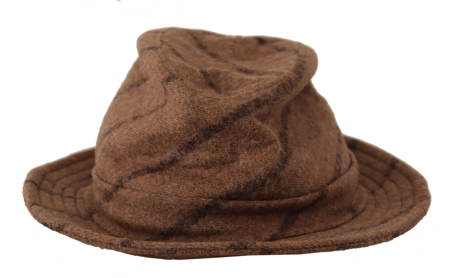 Dolce &amp; Gabbana Brown Fedora Striped Print Summer Hat