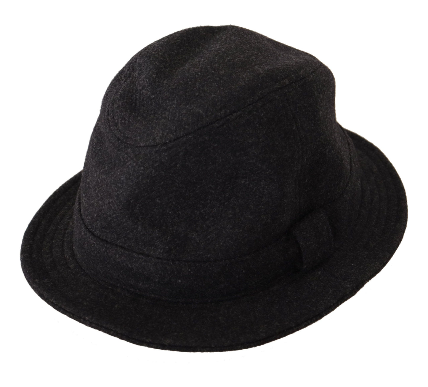 Dolce &amp; Gabbana Grey Virgin Wool Logo Fedora Trilby Cappello Hat