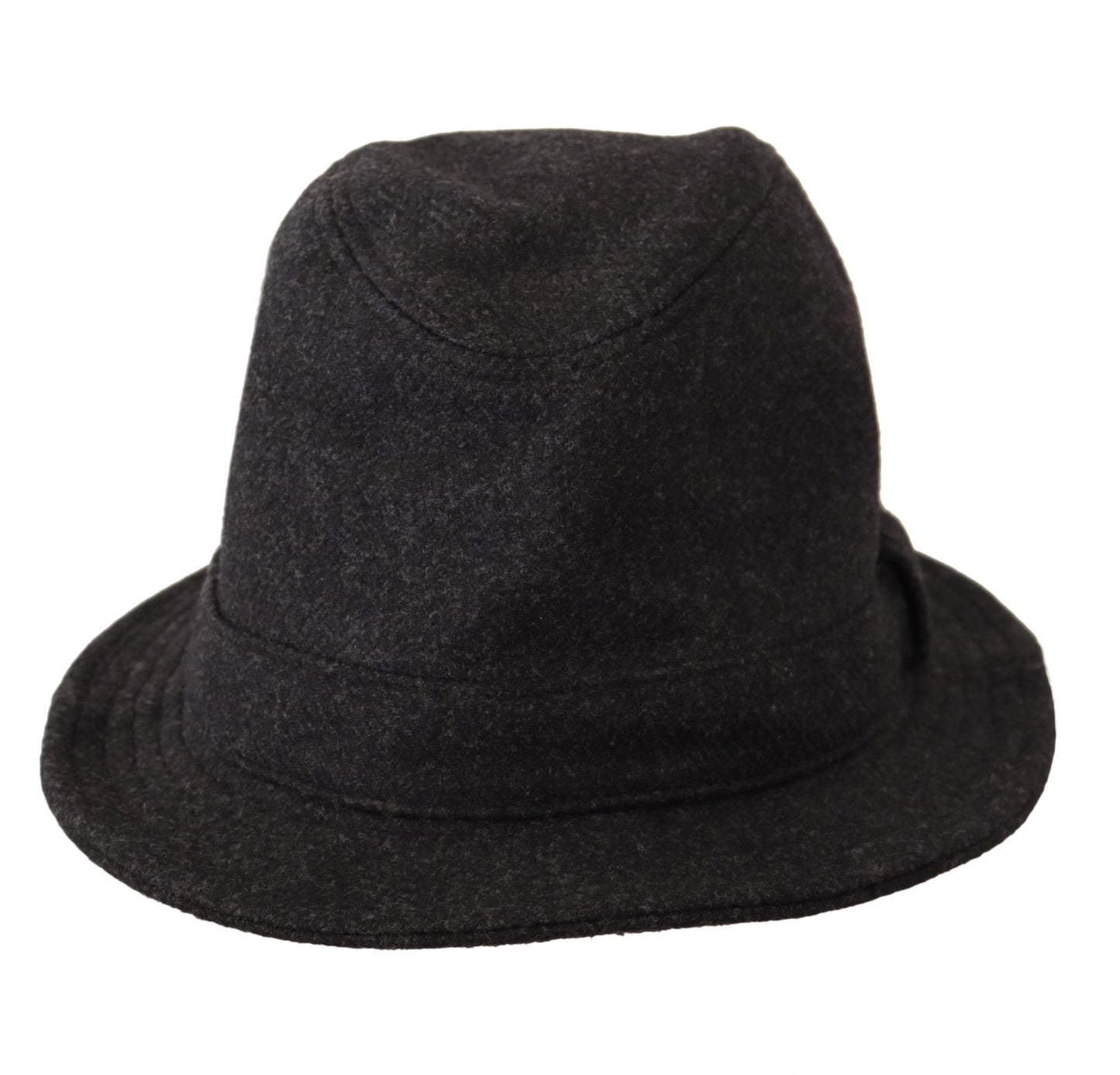 Dolce &amp; Gabbana Grey Virgin Wool Logo Fedora Trilby Cappello Hat