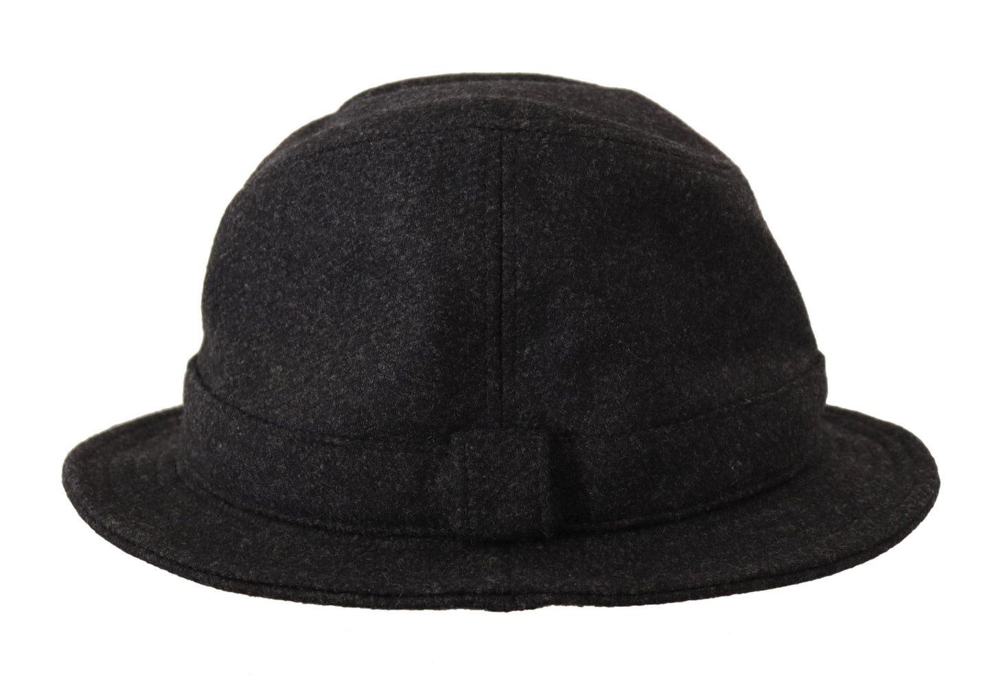 Dolce &amp; Gabbana Grey Virgin Wool Logo Fedora Trilby Cappello Hat