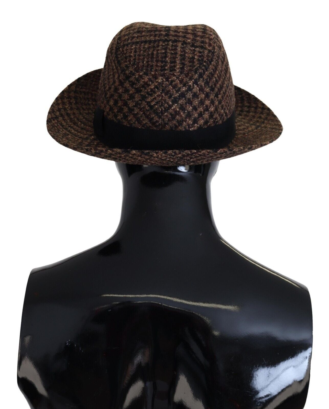 Dolce &amp; Gabbana Brown Tweed Wool Logo Fedora Trilby Hat