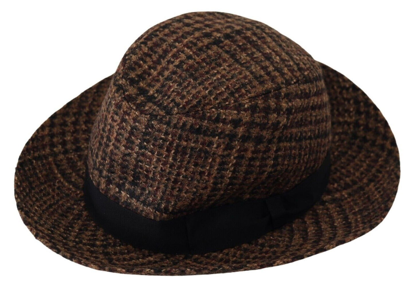 Dolce &amp; Gabbana Brown Tweed Wool Logo Fedora Trilby Hat