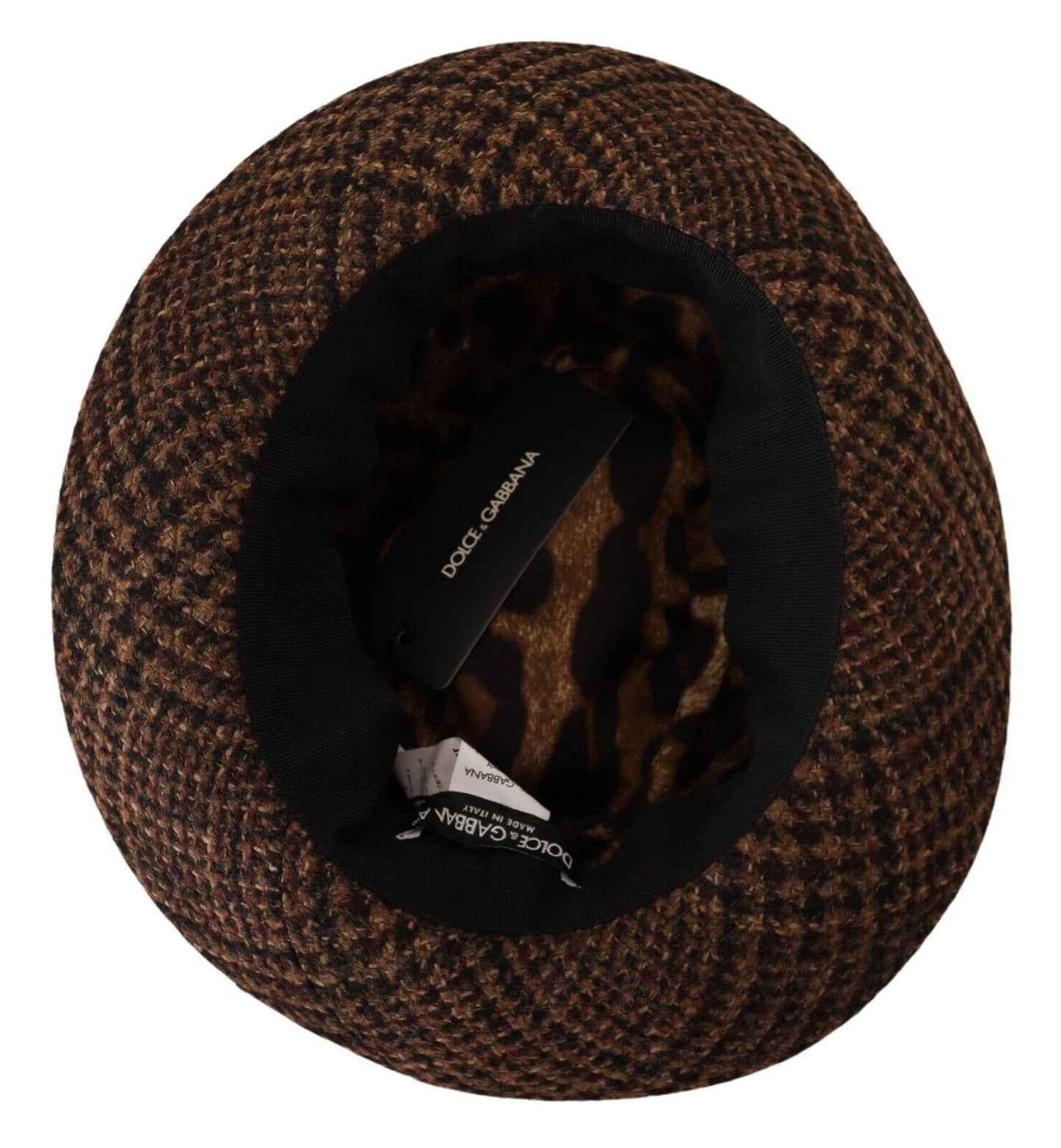 Dolce &amp; Gabbana Brown Tweed Wool Logo Fedora Trilby Hat