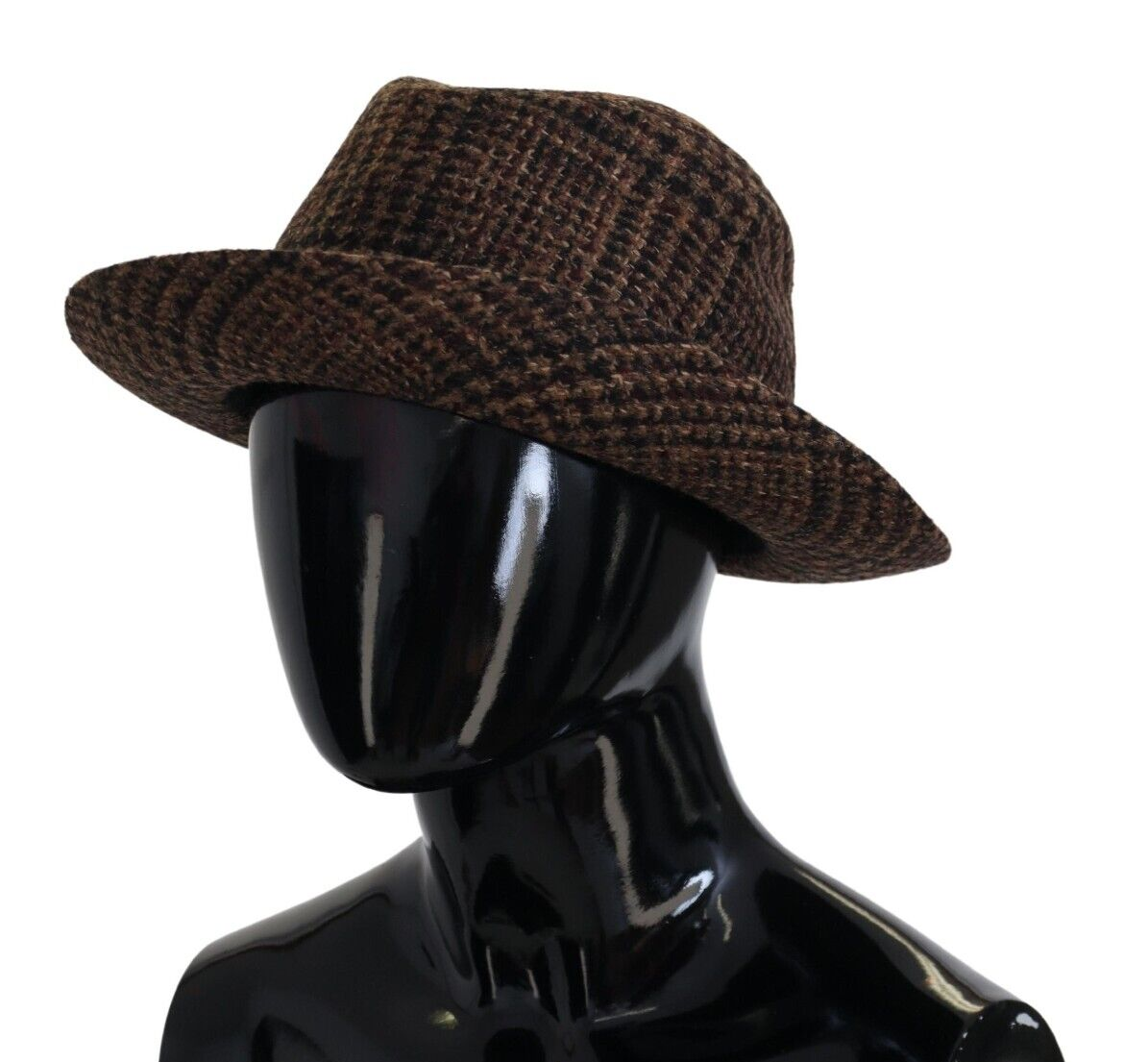 Dolce &amp; Gabbana Brown Tweed Wool Logo Fedora Trilby Hat